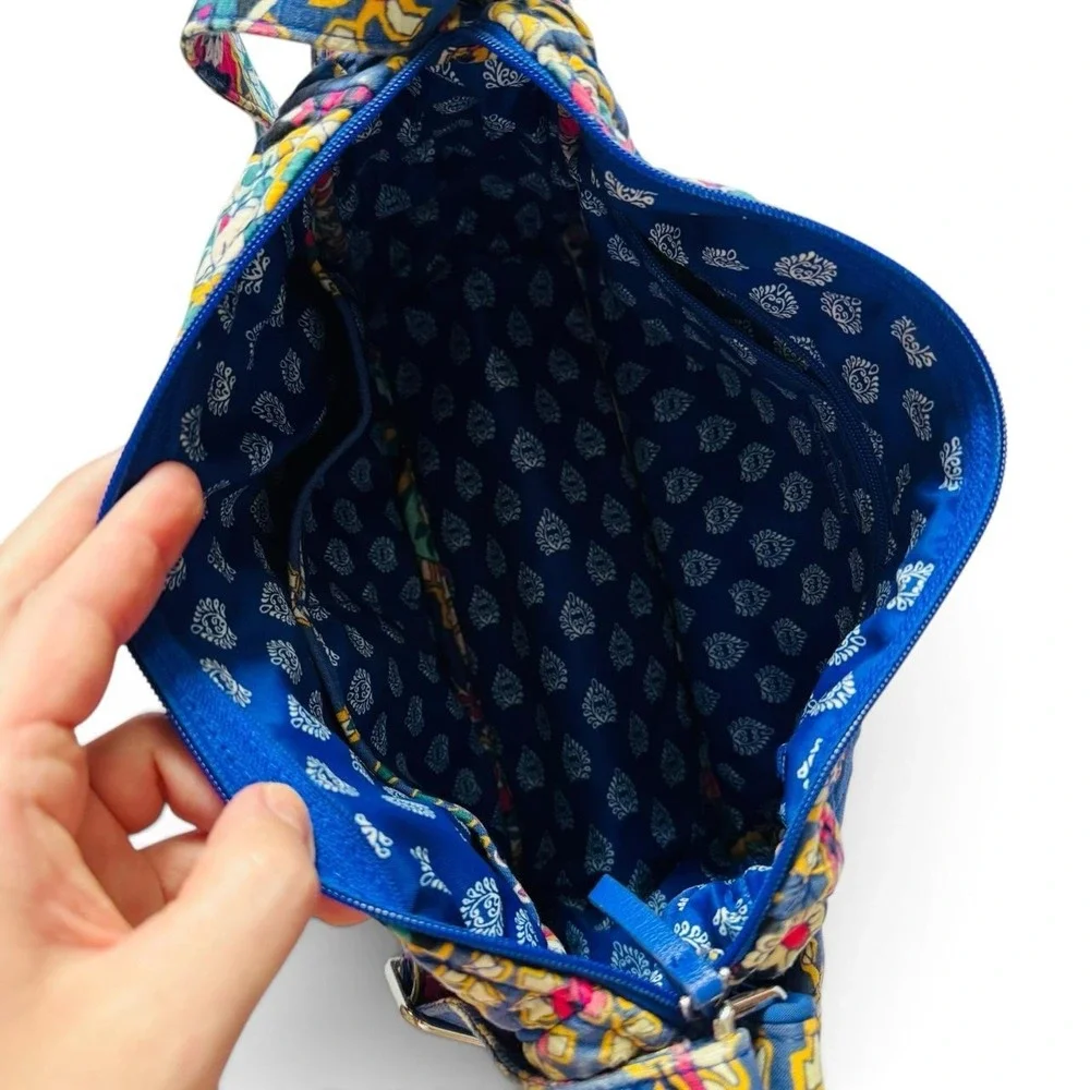 Vera Bradley Blue Paisley Quilted Cotton Crossbody Bag Adjustable Strap Boho